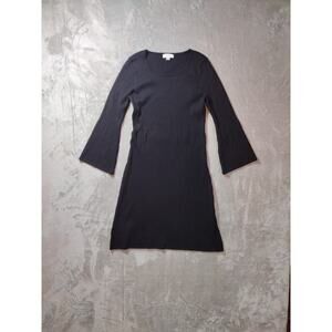 Calvin Klein Bodycon Dress Womens S Black Flare Bell Sleeve Midi Little Black